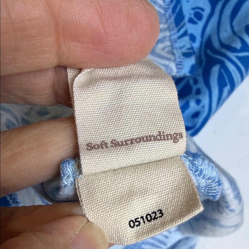 Soft Surroundings Ocean Blue Patterned Sleeveless… - image 8